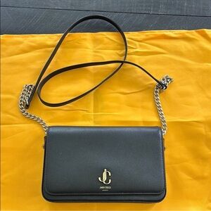 Jimmy Choo Black Crossbody Bag with Gold Chain